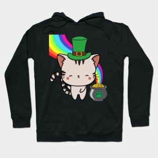 Funny Tabby Cat celebrates st patrick's day Hoodie